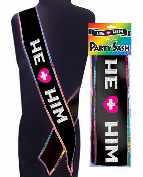 He Him Party Sash BlackWhite Sashes And Wearables Anal He Him Party Sash BlackWhite Sashes And Wearables Anal
