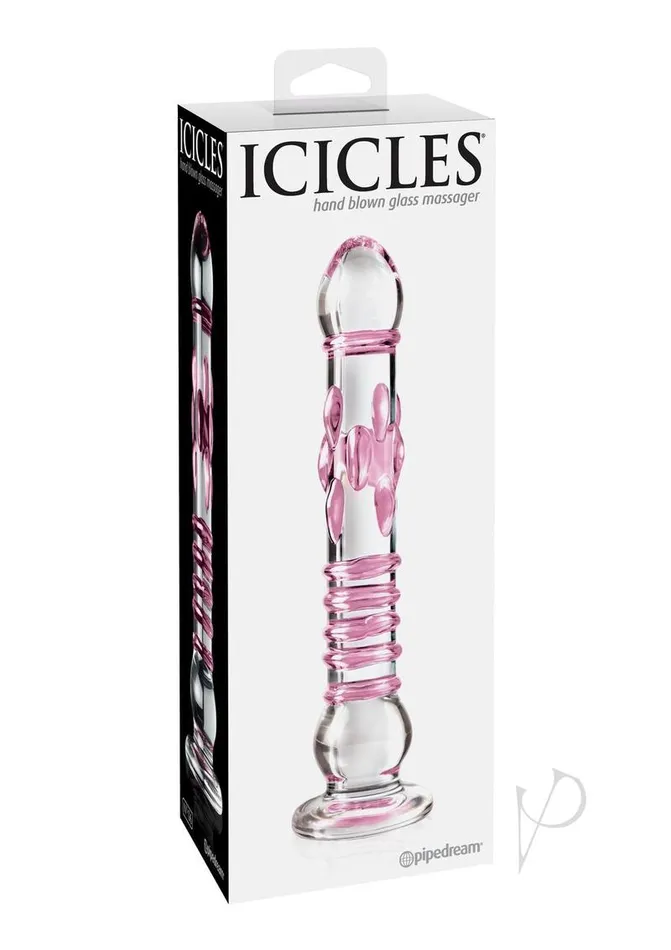 Icicles Dildos Icicles No 6 Textured Glass Dildo 85in ClearPink