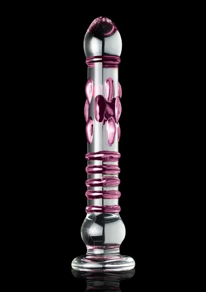 Icicles Dildos Icicles No 6 Textured Glass Dildo 85in ClearPink