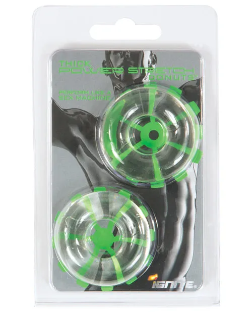 Ignite Anal Ignite Thick Power Stretch Donuts Clear Pack of 2