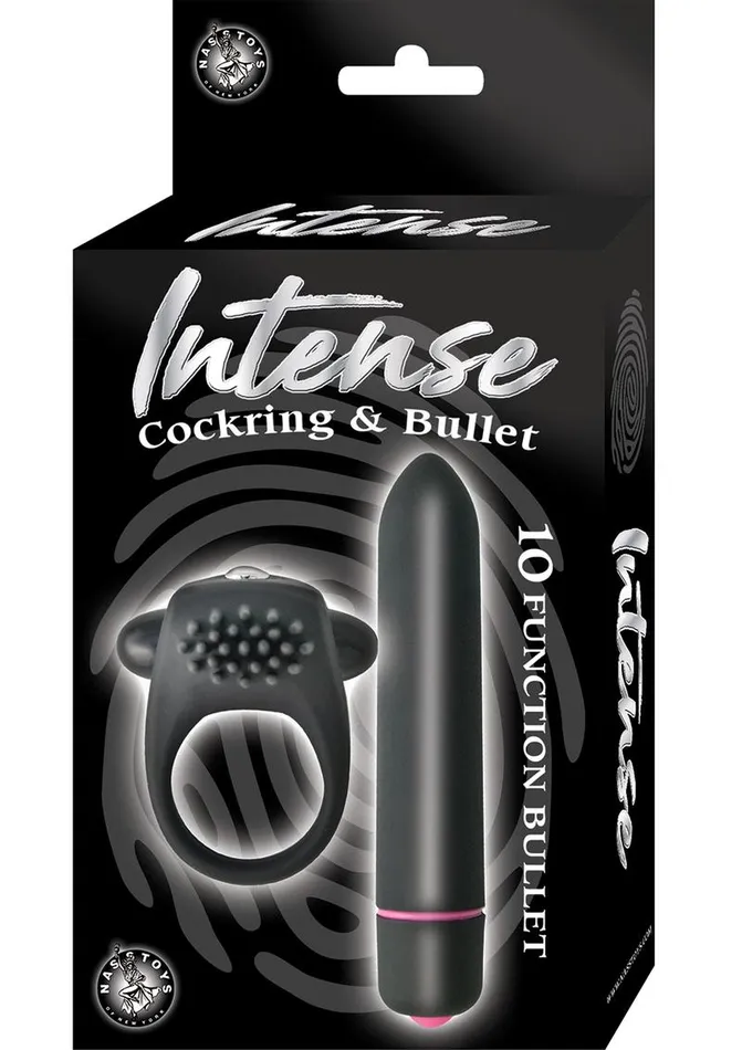 Intense Couples Intense Silicone Vibrating Cock Ring and Bullet Set Black