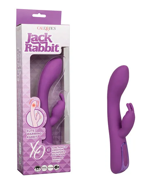 Jack Rabbit Elite Warming Rabbit Rechargeable Silicone Vibrator with Clitoral Stimulator Purple Jack Rabbit Female Sex Toys