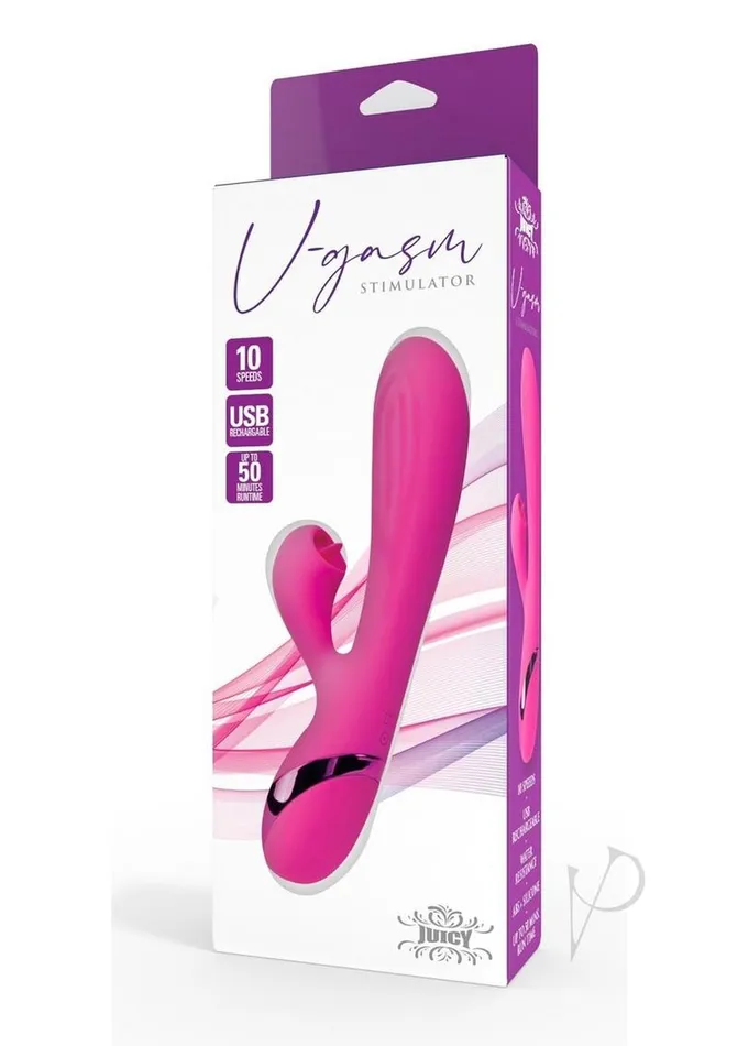 Juicy Vibrators Juicy VGasm Stimulator Rechargeable Rabbit Vibrator Pink