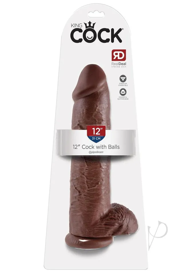 King Cock Dildos King Cock Dildo with Balls 12in Chocolate