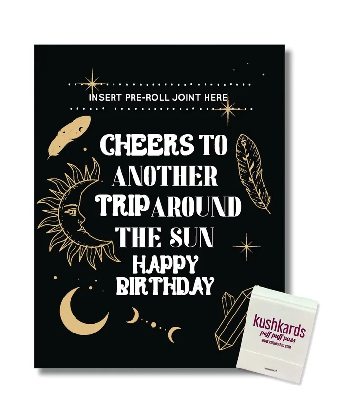 Kush Kards Dildos Cheers to Another Trip Around the World Greeting Card wMatchbook Kush Kards Dildos Cheers to Another Trip Around the World Greeting Card wMatchbook