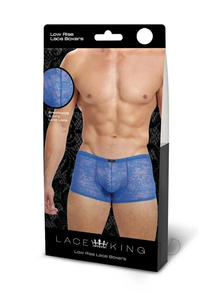 Lace King Vibrators Lace King Lace Boxers SmallMedium Blue