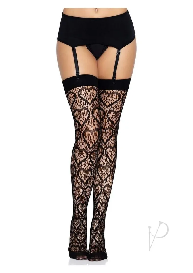 Leg Avenue Heart Net Thigh Highs OS Black Leg Avenue Anal