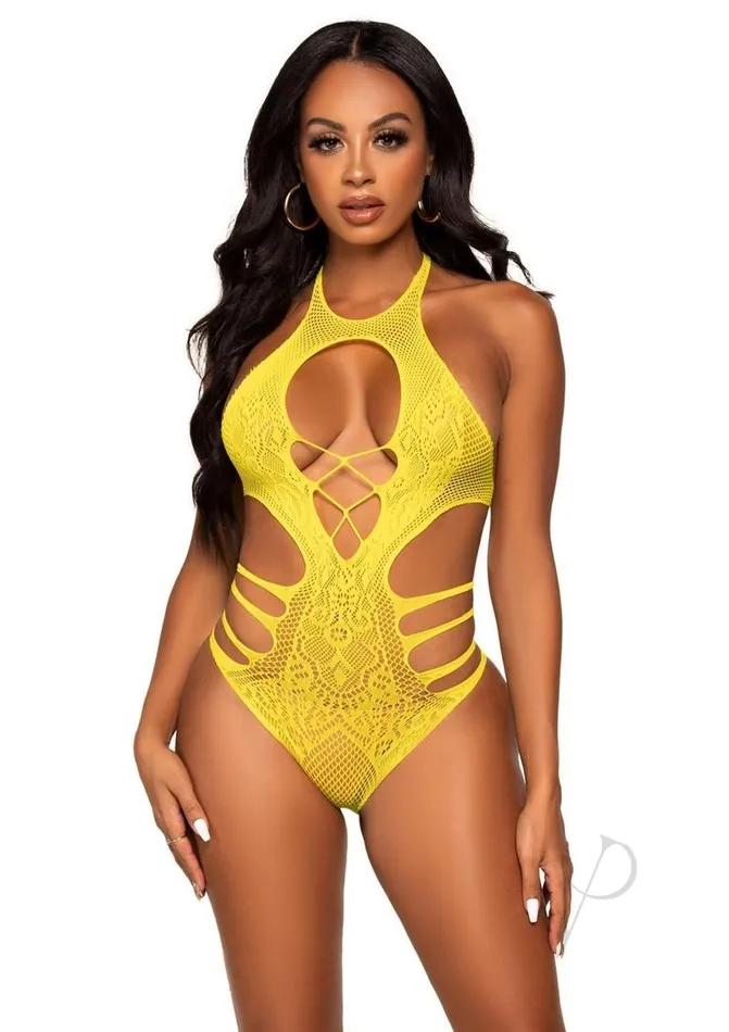 Leg Avenue Lace Cut Out Strappy Bodysuit OS Yellow Leg Avenue Teddies And Bodies Leg Avenue Lace Cut Out Strappy Bodysuit OS Yellow Leg Avenue Teddies And Bodies