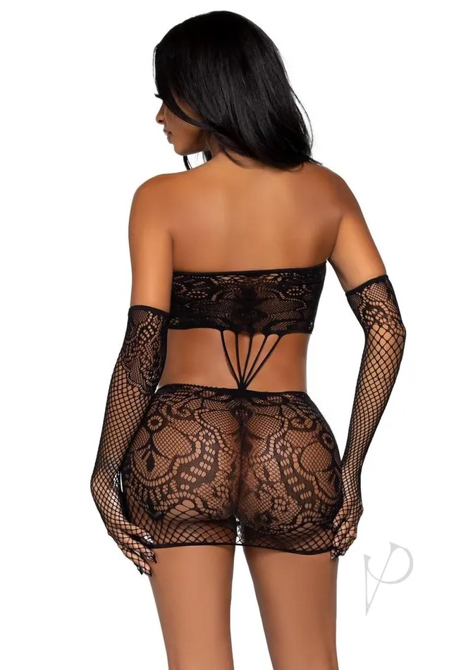 Leg Avenue Strappy Lace Tube Dress and Matching Gloves 2 pieces OS Black Leg Avenue Anal Leg Avenue Strappy Lace Tube Dress and Matching Gloves 2 pieces OS Black Leg Avenue Anal