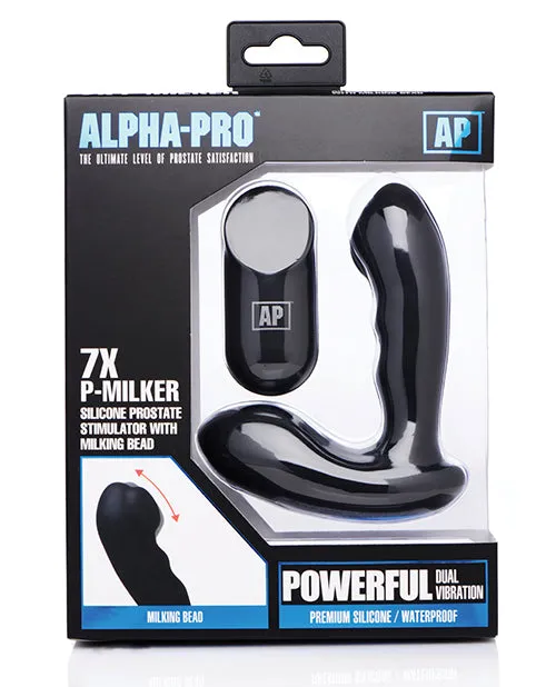 Male Sex Toys Alpha Pro AlphaPro PMilker Silicone Prostate Stimulator with Milking Bead and Remote Control Black