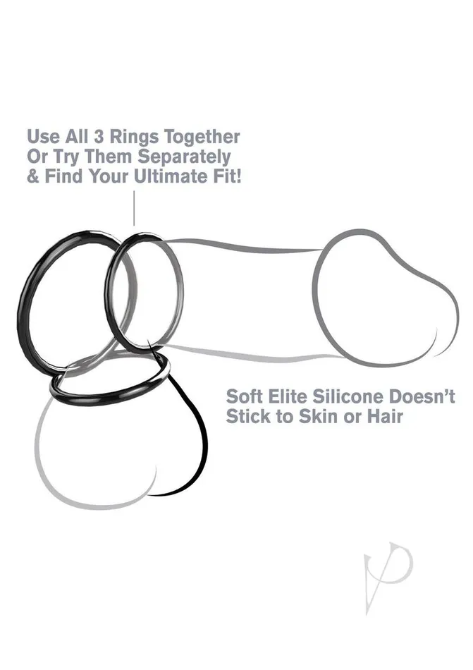 Male Sex Toys Fantasy C Ringz Fantasy CRingz Silicone 3Ring Stamina Cock Ring Set Black