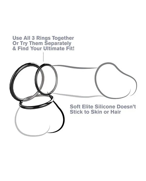Male Sex Toys Fantasy C Ringz Fantasy CRingz Silicone 3Ring Stamina Cock Ring Set Black