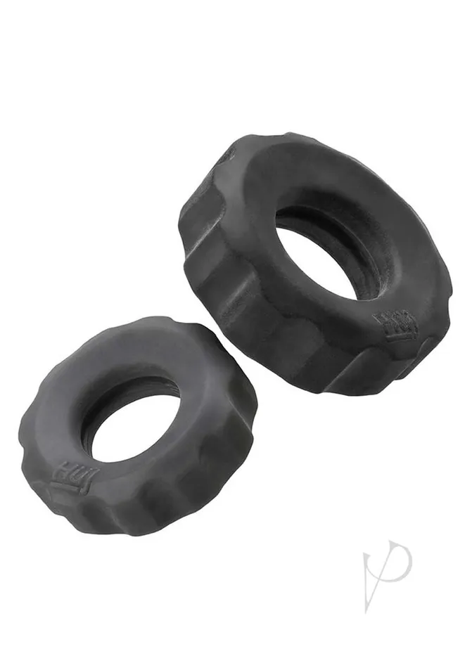 Male Sex Toys Hunkyjunk Hunkyjunk COG Silicone Cock Ring 2 Pack BlackGray