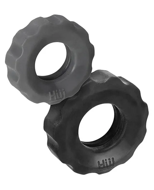 Male Sex Toys Hunkyjunk Hunkyjunk COG Silicone Cock Ring 2 Pack BlackGray