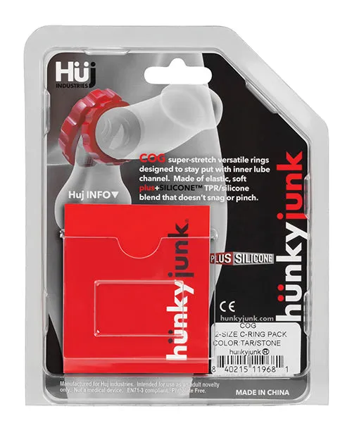 Male Sex Toys Hunkyjunk Hunkyjunk COG Silicone Cock Ring 2 Pack BlackGray
