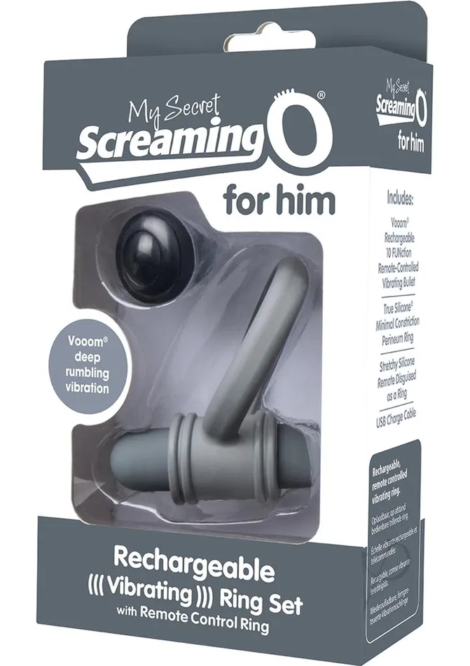 Male Sex Toys My Secret USB Rechargeable Vibrating Silicone Cock Ring Set For Him with Remote Control Ring Grey My Secret Male Sex Toys My Secret USB Rechargeable Vibrating Silicone Cock Ring Set For Him with Remote Control Ring Grey My Secret