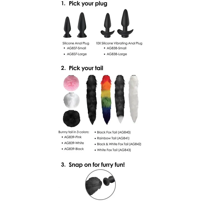 Male Sex Toys Small Anal Plug with Interchangeable Bunny Tail Tailz