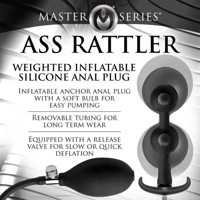 Master Series Male Sex Toys Ass Rattler Weighted Inflatable Silicone Anal Plug