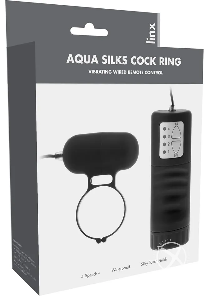 Me You Us Couples Linx Aqua Silks Vibrating Cock Ring with Remote Control Black Me You Us Couples Linx Aqua Silks Vibrating Cock Ring with Remote Control Black