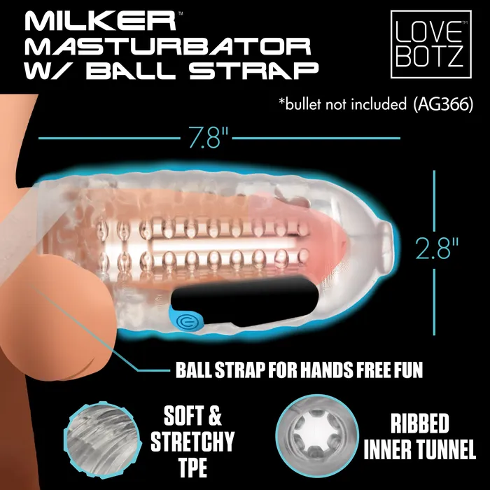 Milker Masturbator with Ball Strap LoveBotz Male Sex Toys