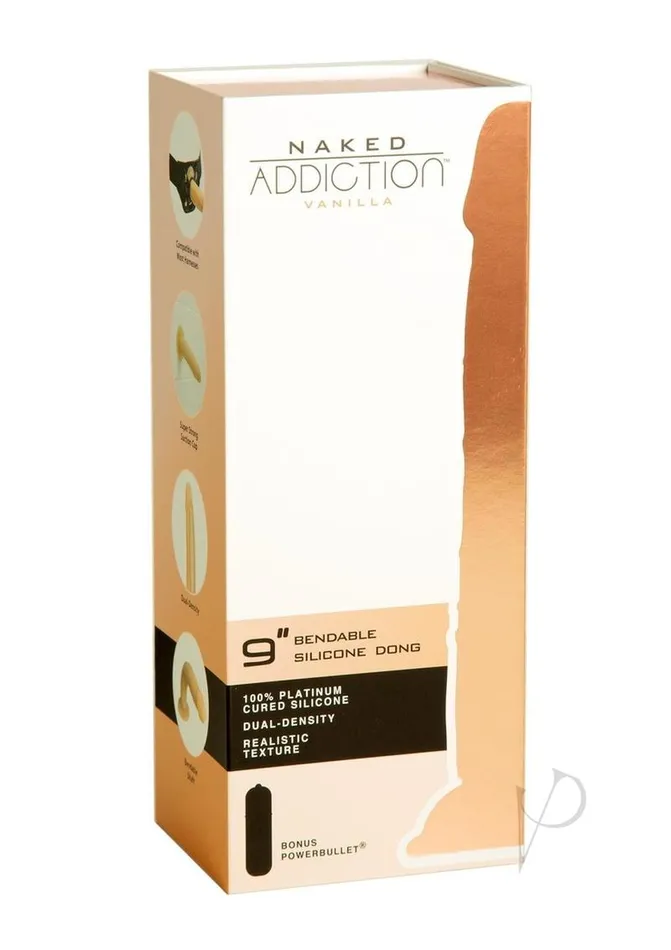 Naked Addiction Silicone Dual Density Bendable Dildo 9in Vanilla Naked Addiction Dildos Naked Addiction Silicone Dual Density Bendable Dildo 9in Vanilla Naked Addiction Dildos