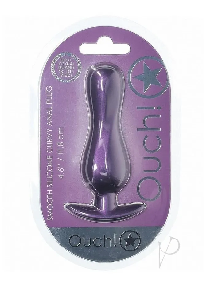 Ouch Anal Ouch Curvy Anal Plug Silicone Metallic Purple