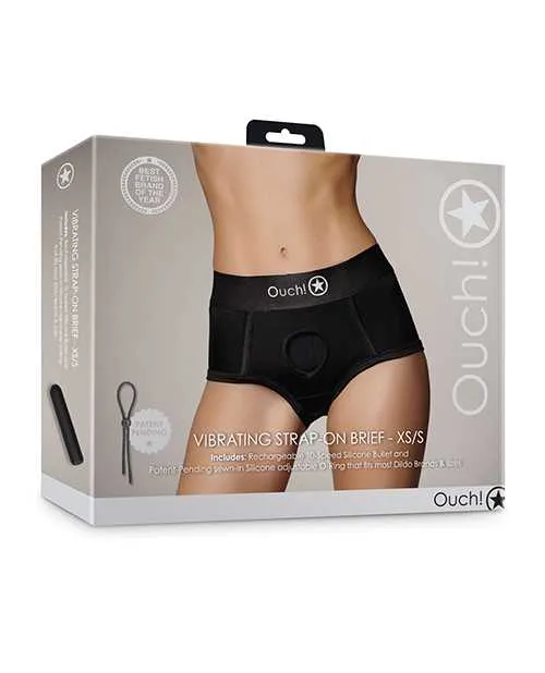 Ouch Female Sex Toys Ouch Vibrating StrapOn Brief with Rechargeable Bullet XSSM Black Ouch Female Sex Toys Ouch Vibrating StrapOn Brief with Rechargeable Bullet XSSM Black