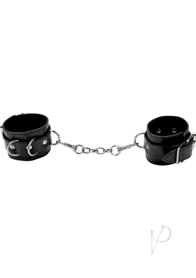 Ouch Premium Bonded Leather Cuffs For Hands Or Ankles Black Ouch Restraints