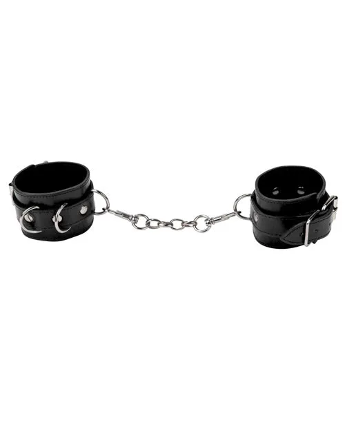 Ouch Premium Bonded Leather Cuffs For Hands Or Ankles Black Ouch Restraints