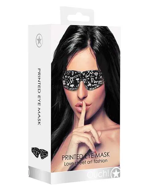 Ouch Vibrators Shots Ouch Love Street Art Fashion Printed Eye Mask Black Ouch Vibrators Shots Ouch Love Street Art Fashion Printed Eye Mask Black