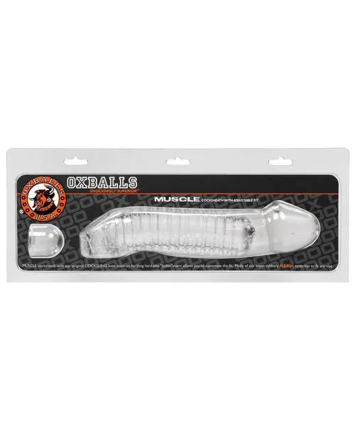 Oxballs Male Sex Toys Oxballs Muscle Textured Cock Sheath Penis Extender 925in Clear