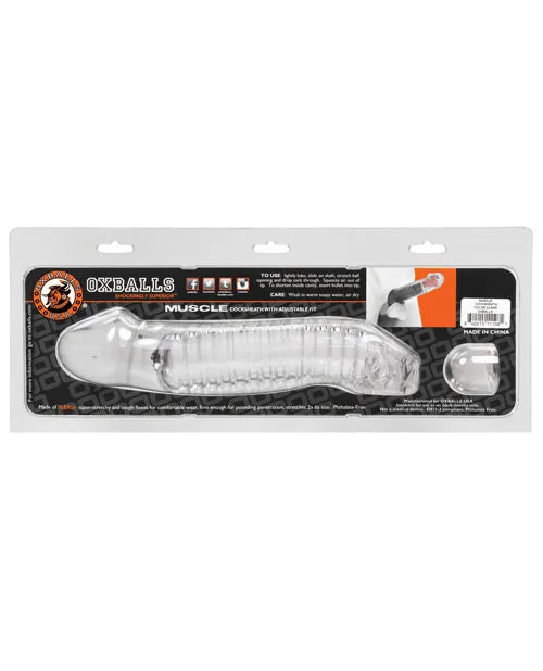 Oxballs Male Sex Toys Oxballs Muscle Textured Cock Sheath Penis Extender 925in Clear