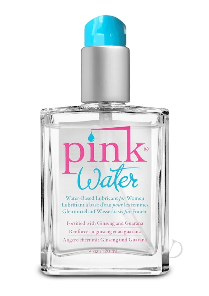 Pink Water 4oz Glass Bottle Water Based Lubricant with Pump Pink Sexual Health Wellbeing