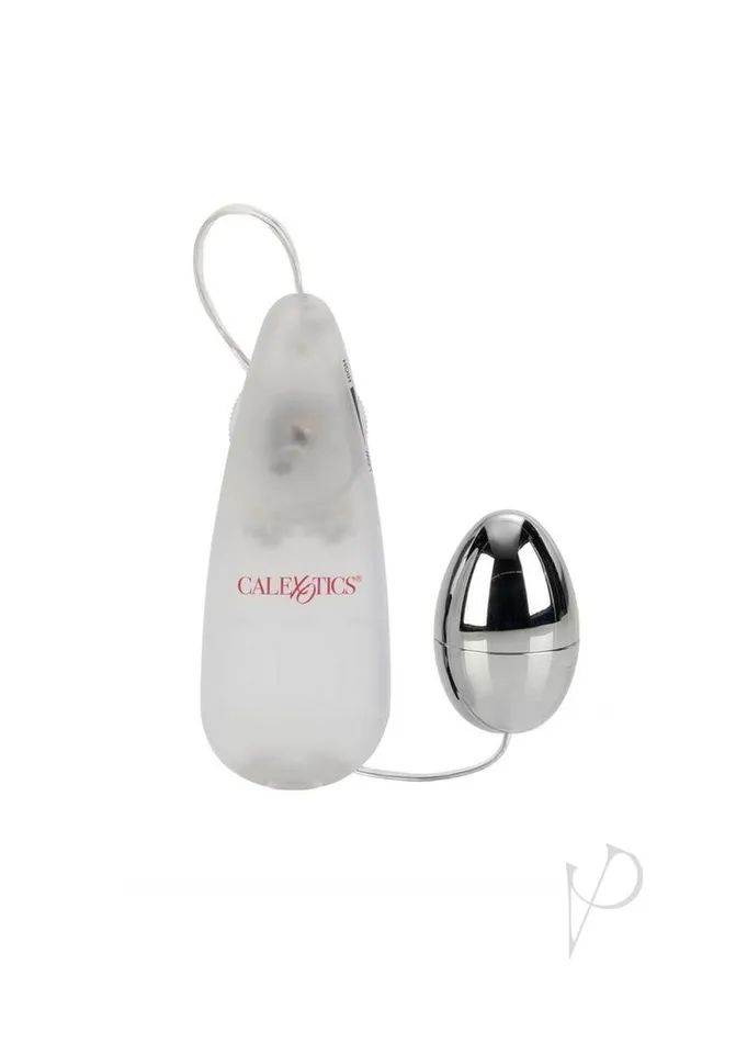 Pocket Exotics Vibrating Silver Egg with Wired Remote Control Silver Pocket Exotics Female Sex Toys
