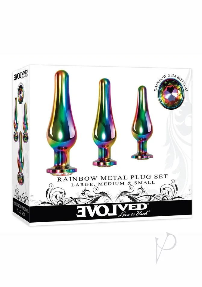 Rainbow Metal Anal Plug Set 3 piece Evolved Anal