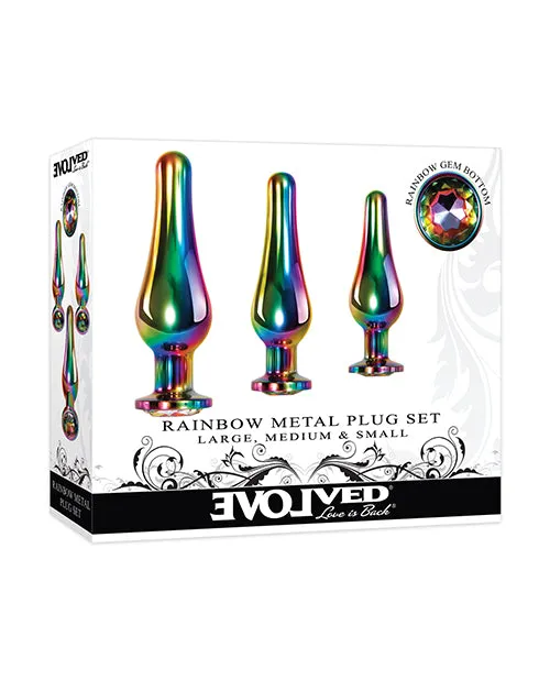 Rainbow Metal Anal Plug Set 3 piece Evolved Anal