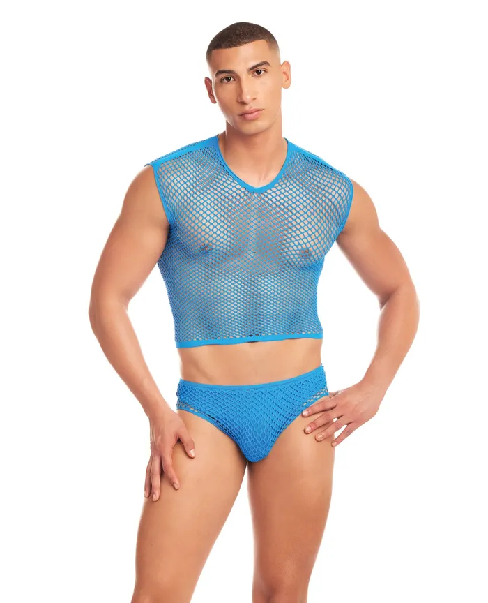 Rainbow Party Anal Rainbow Party Net Flex Large Mesh 3 pc Set Blue SM