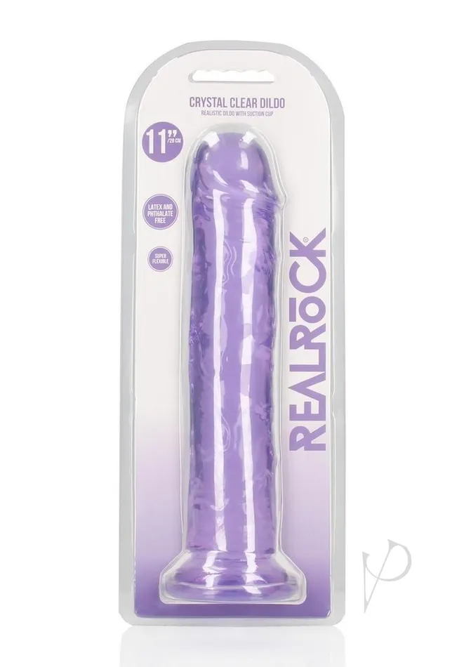 RealRock Crystal Clear Straight No Balls Dildo 11in Purple Real Rock Dildos RealRock Crystal Clear Straight No Balls Dildo 11in Purple Real Rock Dildos