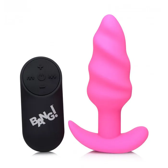 Remote Control 21X Vibrating Silicone Swirl Butt Plug Bang Anal