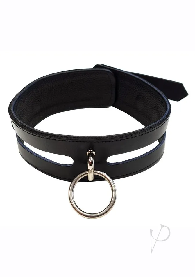 Restraints Rouge Leather Fashion Bondage Collar with ORing Black Rouge