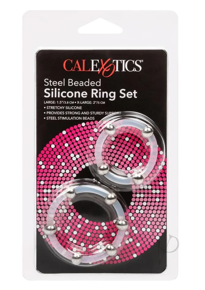 Rings Anal Steel Beaded Silicone Ring Set 2 per set LargeXLarge Clear