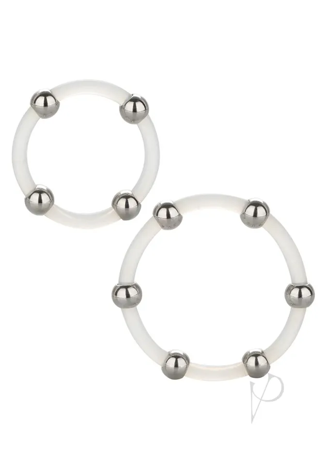 Rings Anal Steel Beaded Silicone Ring Set 2 per set LargeXLarge Clear