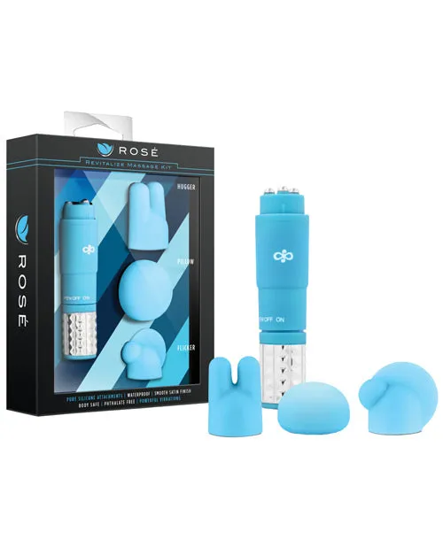 Rose Couples Rose Revitalize Massage Kit with Silicone Attachments Blue Rose Couples Rose Revitalize Massage Kit with Silicone Attachments Blue
