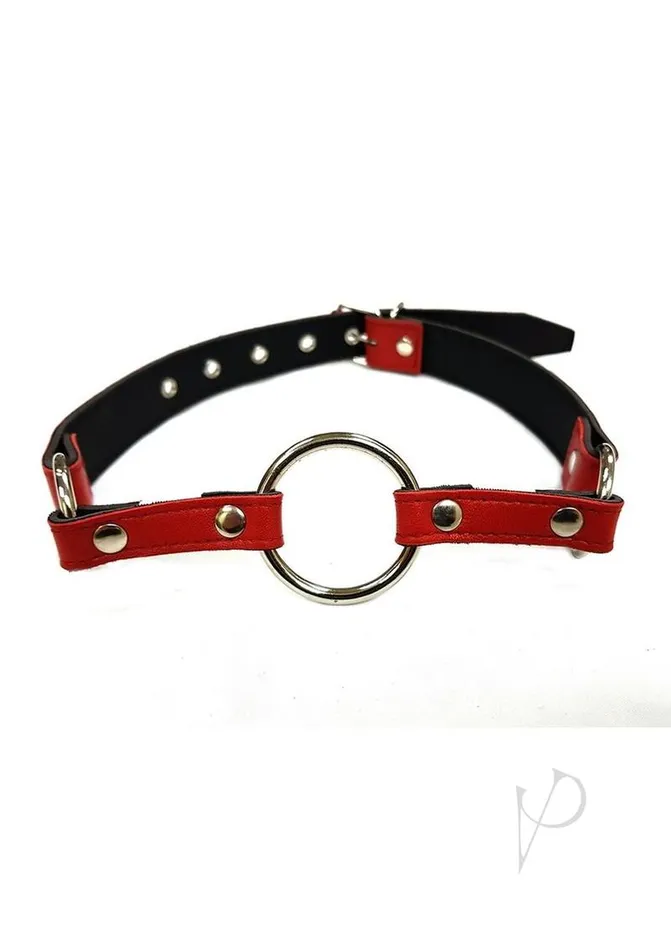 Rouge O Ring Leather Adjustable Mouth Gag Red Rouge Restraints