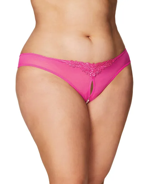 Rsvp By Oh La La Cheri Vibrators Crotchless Thong wPearls Hot Pink 1X2X