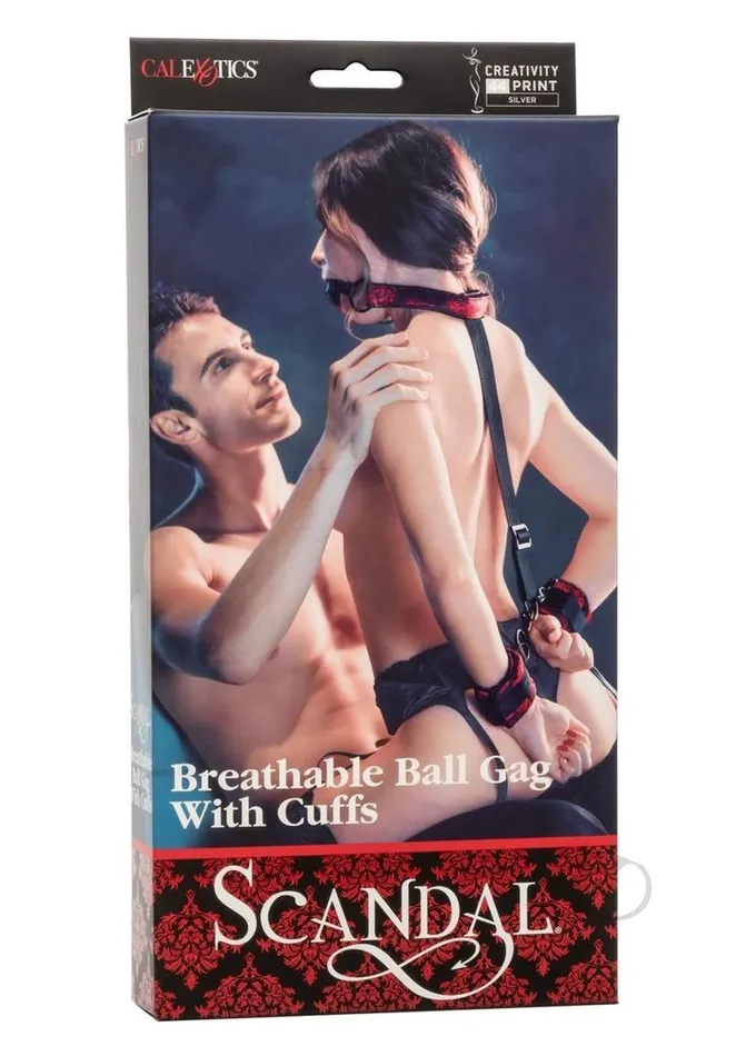 Scandal Breathable Ball Gag with Cuffs Red Scandal Restraints