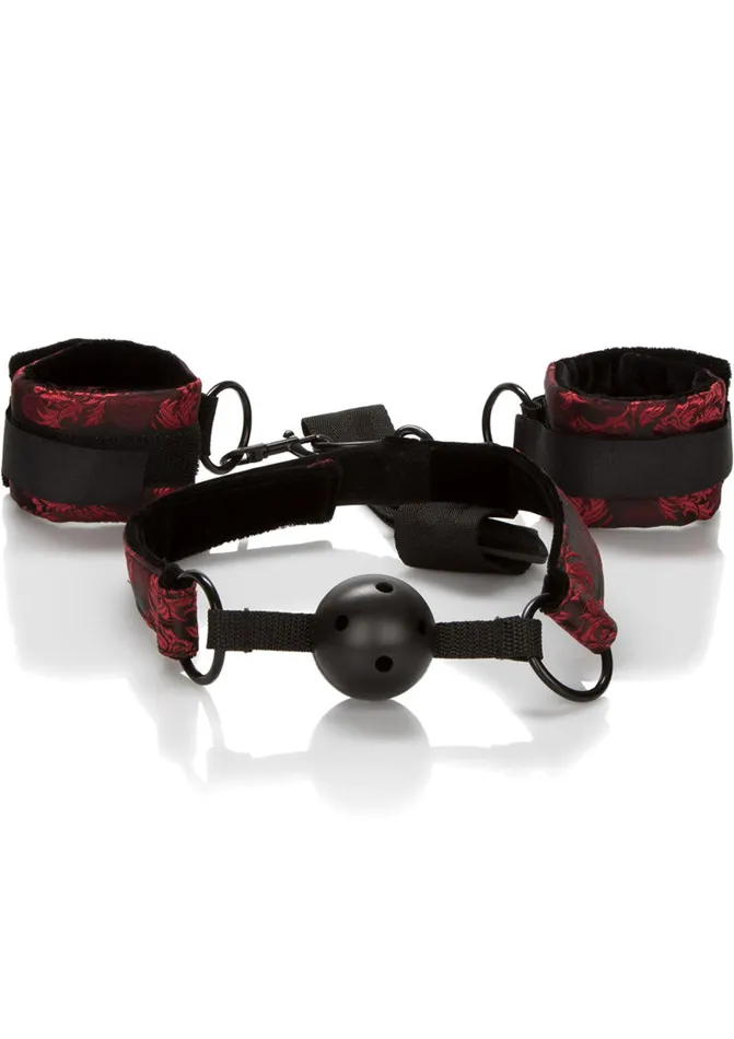 Scandal Breathable Ball Gag with Cuffs Red Scandal Restraints
