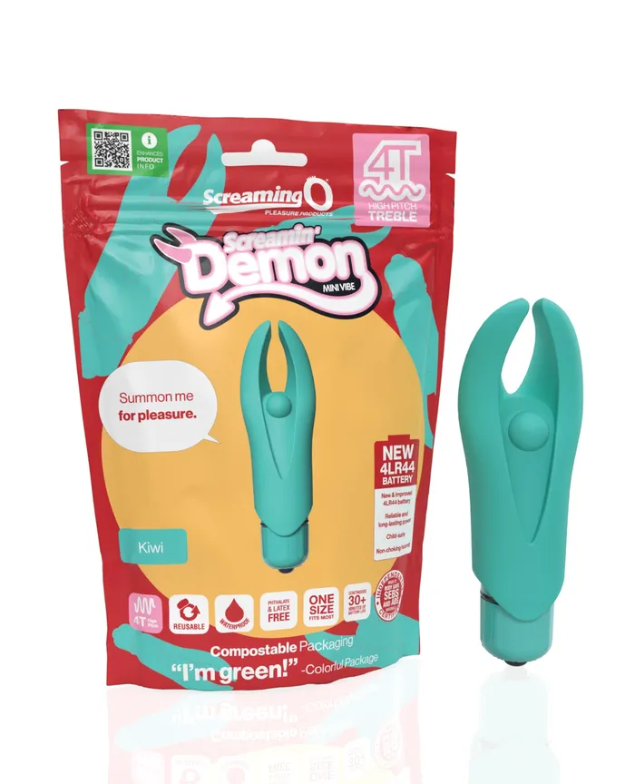 Screaming O Female Sex Toys 4T Demon Silicone Mini Clitoral Stimulating Vibrator Kiwi