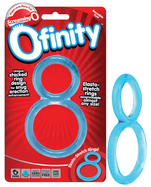 Screaming O Male Sex Toys Ofinity Super Stretchy Double Silicone Cock Ring Waterproof Blue
