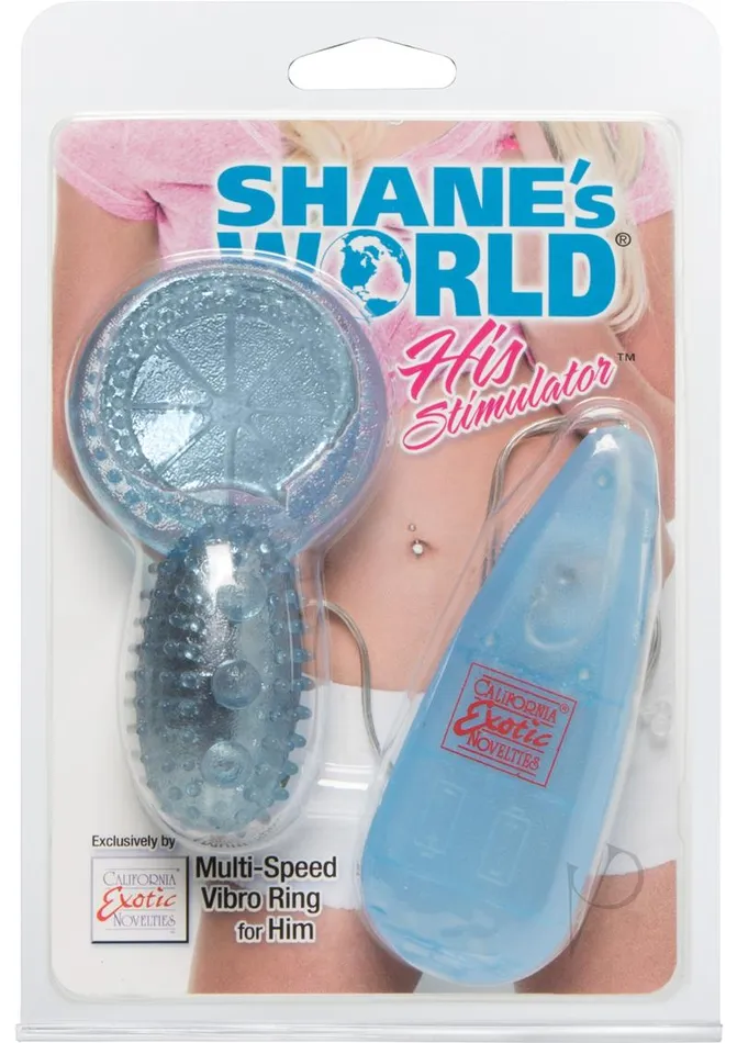 Shanes World Couples Shanes World His Stimulator Vibrating Cock Ring with Wired Remote Control Blue